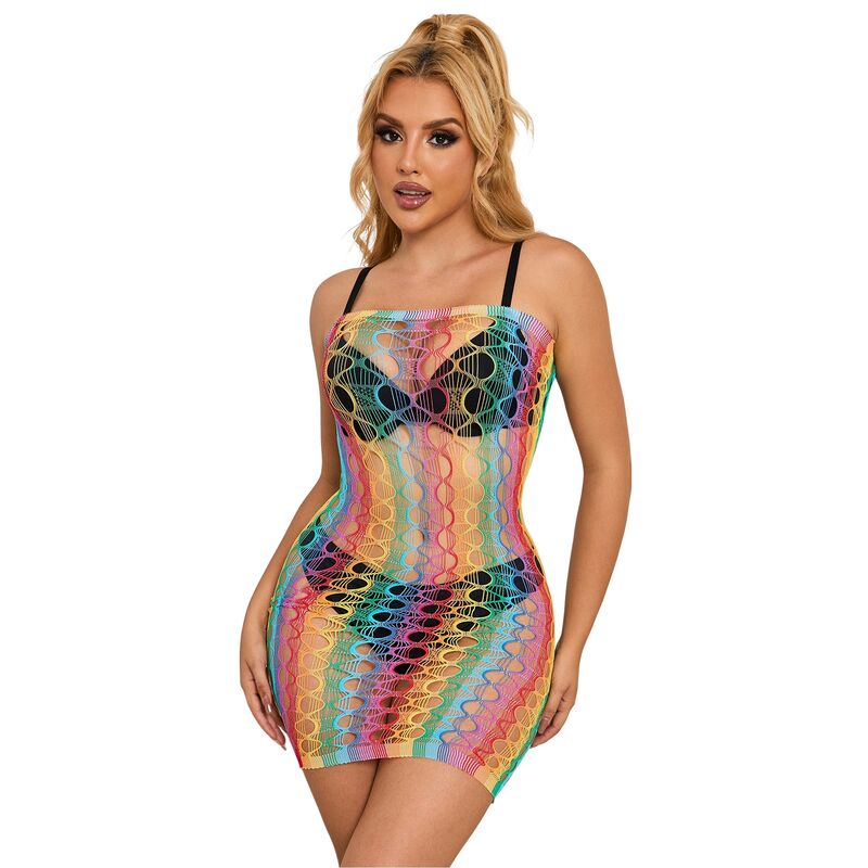SUBBLIME - 952365 RAINBOW NET DRESS WITH OFF-THROWS ONE SIZE