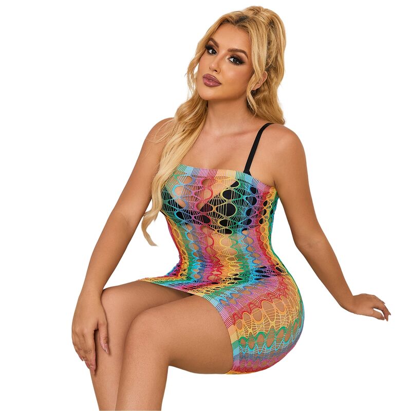 SUBBLIME - 952365 RAINBOW NET DRESS WITH OFF-THROWS ONE SIZE