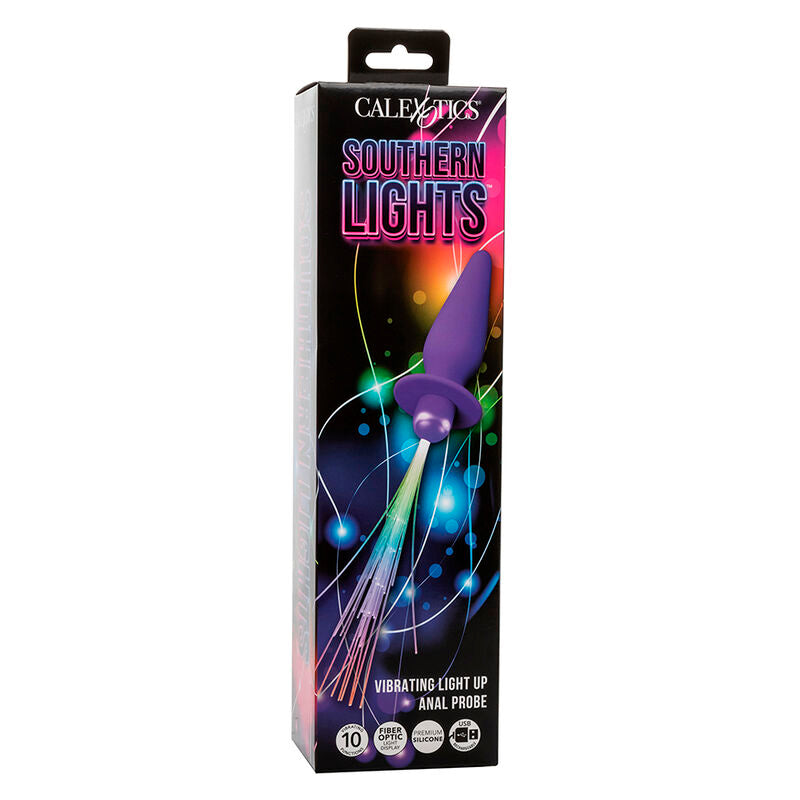 CALEXOTICS - SOUTHERN LIGHTS LIGHT UP ILLUMINATED ANAL PLUGS 10 VIBRATIONS SILICONE PURPLE