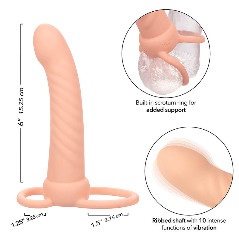 CALEXOTICS - MAXX RIBBED DUAL PENETRATOR 10 VIBRATIONS MEAT