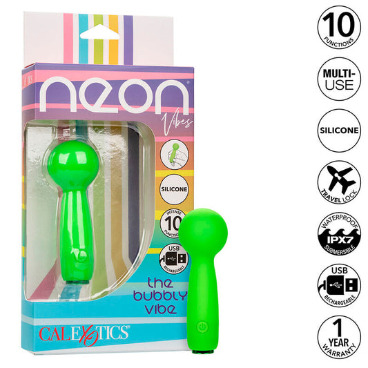 CALEXOTICS - NEON VIBES THE BUBBLY VIBE MINI-MASSAGER 10 VIBRATIONS GREEN