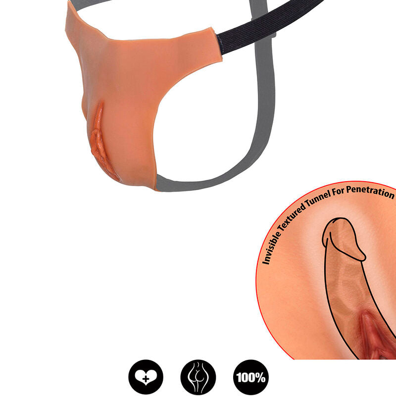 HIDDEN DESIRE - ALTER EGO ADJUSTABLE OPEN VAGINAL STRING, FLESH