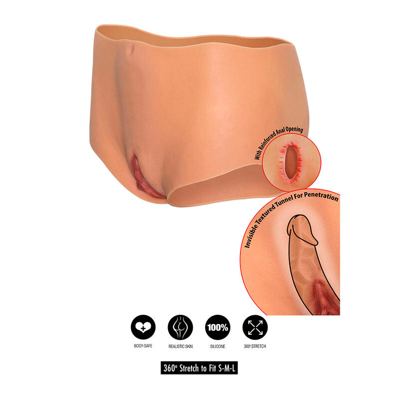 HIDDEN DESIRE - ALTER EGO OPEN VAGINA AND ANUS PANTY WITH MEDIUM WAIST, SKIN COLOR