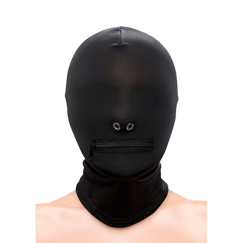 NS NOVELTIES - FETISH &amp; FASHION CLOSED MOUTH HOOD WITH ZIPPER NYLON BLACK