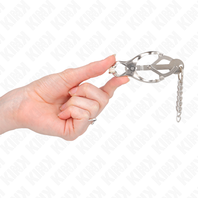 KINK - JAPANESE CLOVER NIPPLE CLIPS WITH SMALL CHAINS SILVER