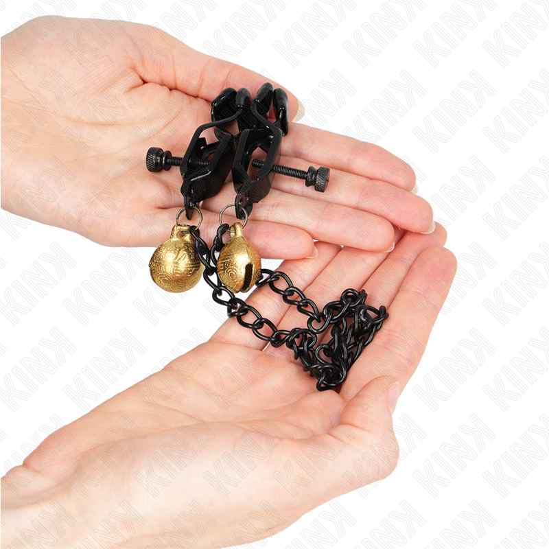KINK - FLAT CHAIN ​​NIPPLE CLIPS AND BELL SILVER 30 CM