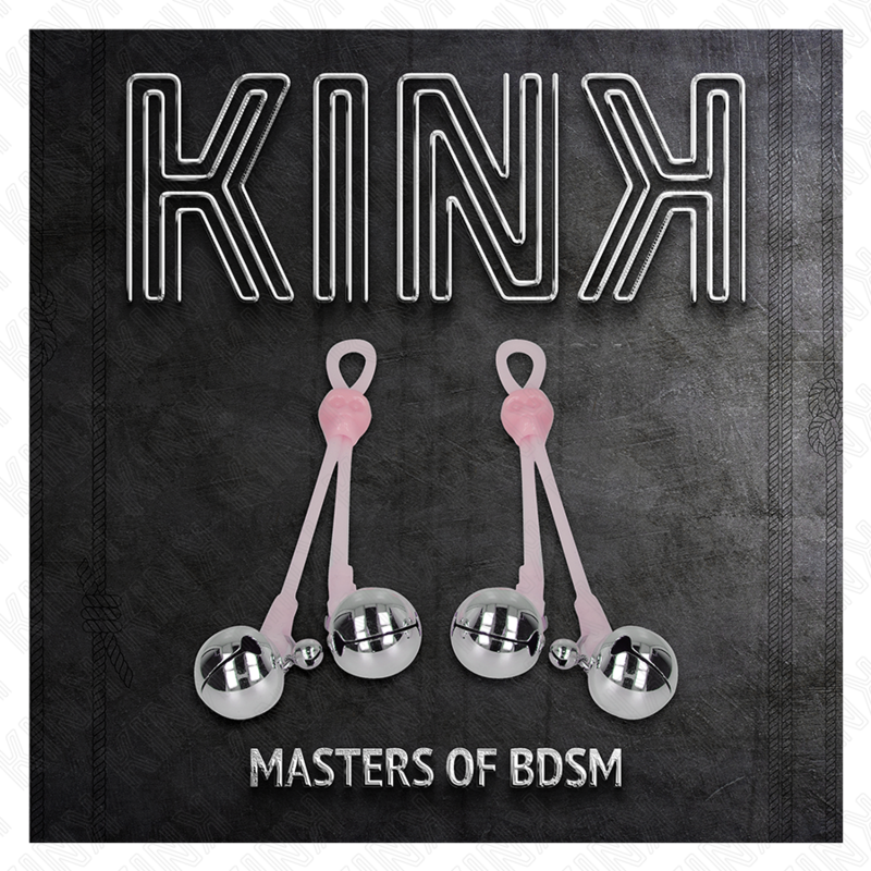 KINK - Glow-in-the-Dark Skull Nipple Clips with Adjustable Ring Bells, Pink/Silver