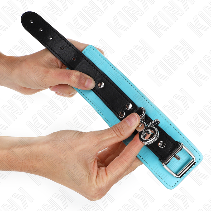 KINK - PREMIUM LOCKABLE WRIST RESTRAINTS BLACK/BLUE ADJUSTABLE 21-28 CM X 5.5 CM
