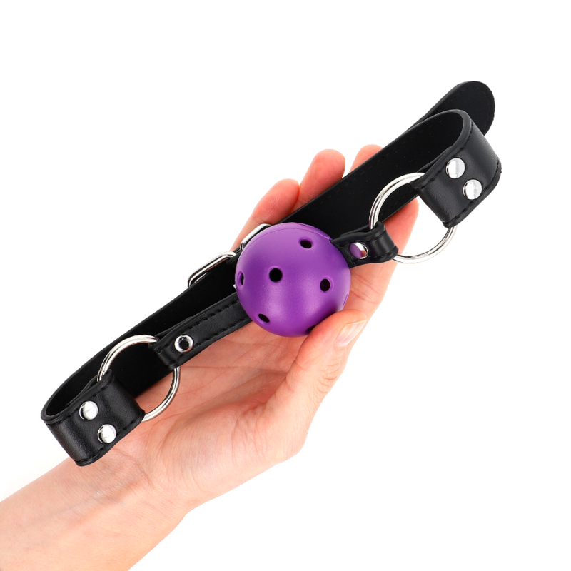 KINK - BREATHABLE BALL 4 CM GAZE WITH DOUBLE RIVET PURPLE 62.5 x 2.5 CM ADJUSTABLE 42-58 CM