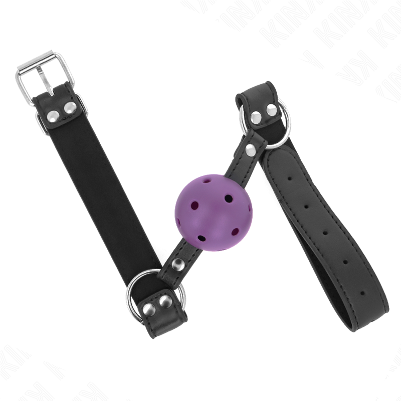 KINK - BREATHABLE BALL 4 CM GAZE WITH DOUBLE RIVET PURPLE 62.5 x 2.5 CM ADJUSTABLE 42-58 CM