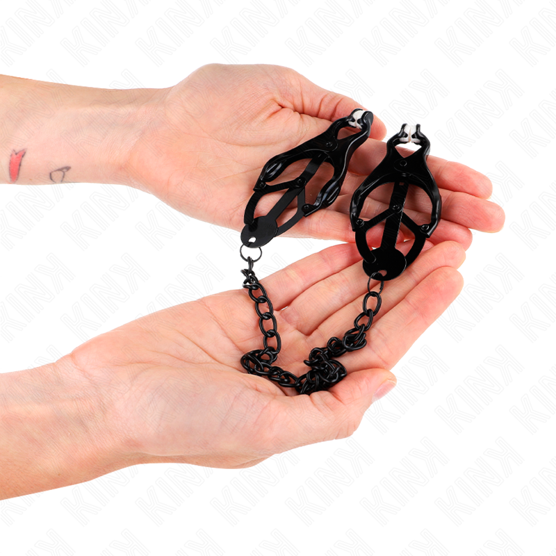 KINK - JAPANESE CLOVER NIPPLE CLABS WITH CHAIN ​​BLACK 30 CM