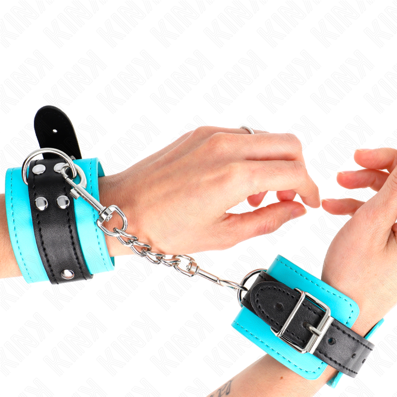KINK - HOOK HANDCUFFS BLUE FUR-LINED ADJUSTABLE 20-28 CM X 5.5 CM