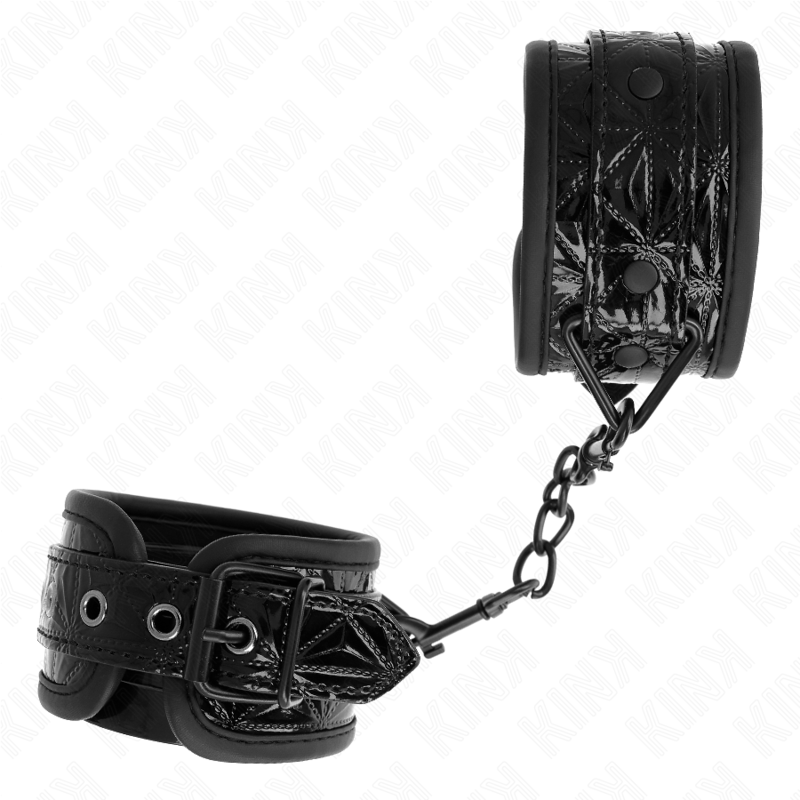 KINK - WRIST RESTRAINTS WITH DIAMOND PATTERN, BLACK, ADJUSTABLE, 17-26 CM X 5.5 CM