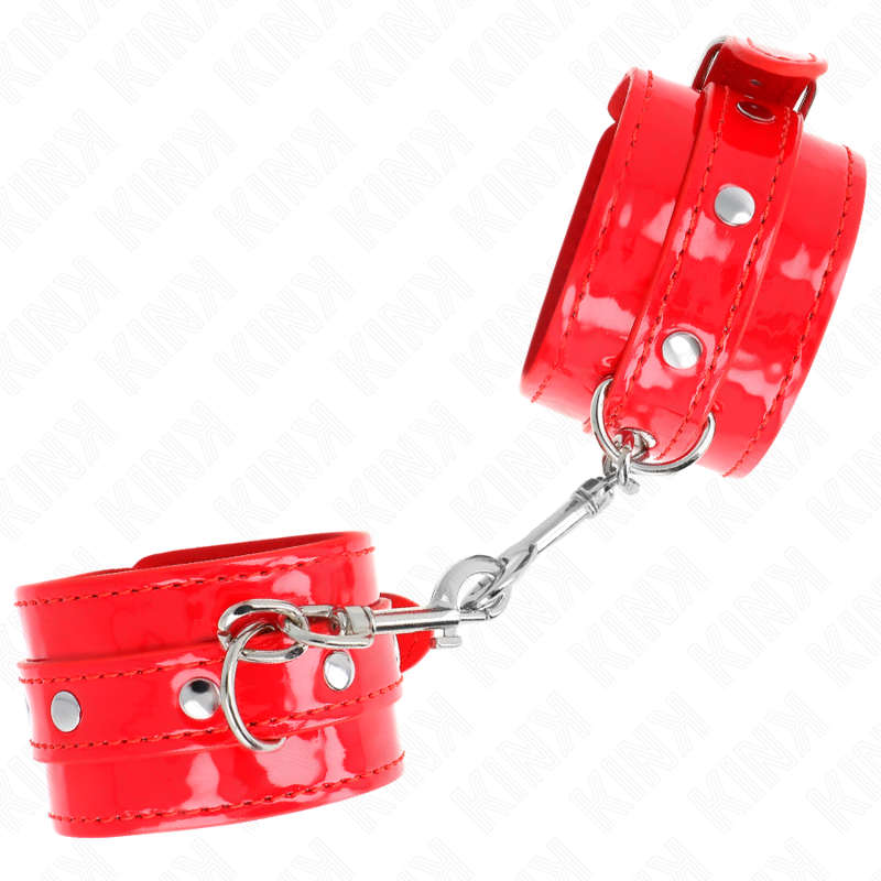KINK - Shiny Red Wrist Cuffs, Adjustable 23-33 cm