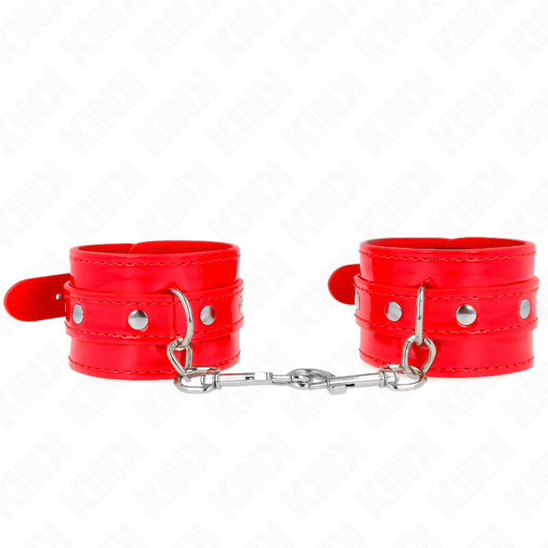 KINK - Shiny Red Wrist Cuffs, Adjustable 23-33 cm
