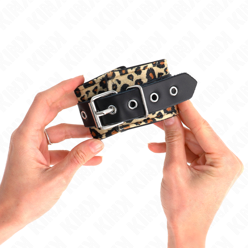 KINK - LEOPARD GENUINE LEATHER WRIST RESTRAINT, ADJUSTABLE 18-29 CM X 5.5 CM