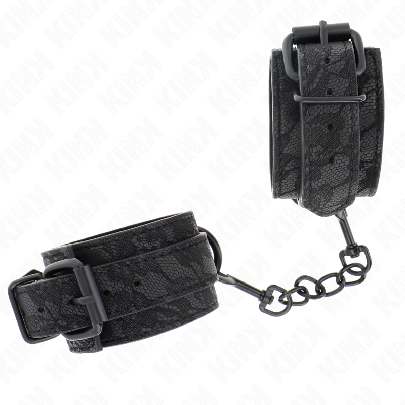 KINK - DARK LACE-COATED WRIST CUFFS ADJUSTABLE BLACK 19-26 CM