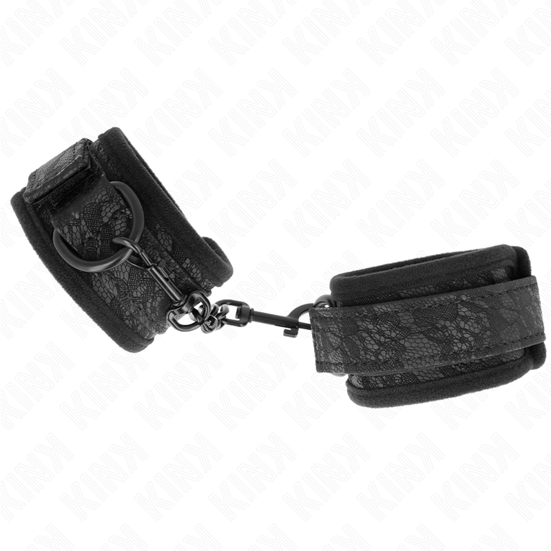 KINK - DARK LACE CUFFS NEOPRENE WRIST CUFFS ADJUSTABLE BLACK 20-29 CM X 5 CM