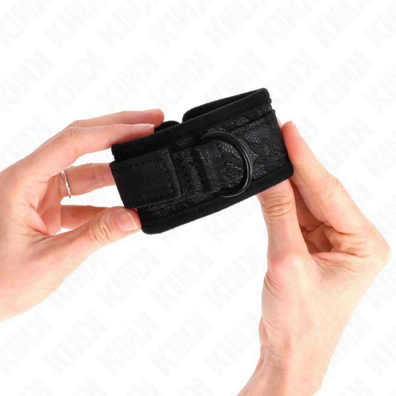 KINK - DARK LACE CUFFS NEOPRENE WRIST CUFFS ADJUSTABLE BLACK 20-29 CM X 5 CM