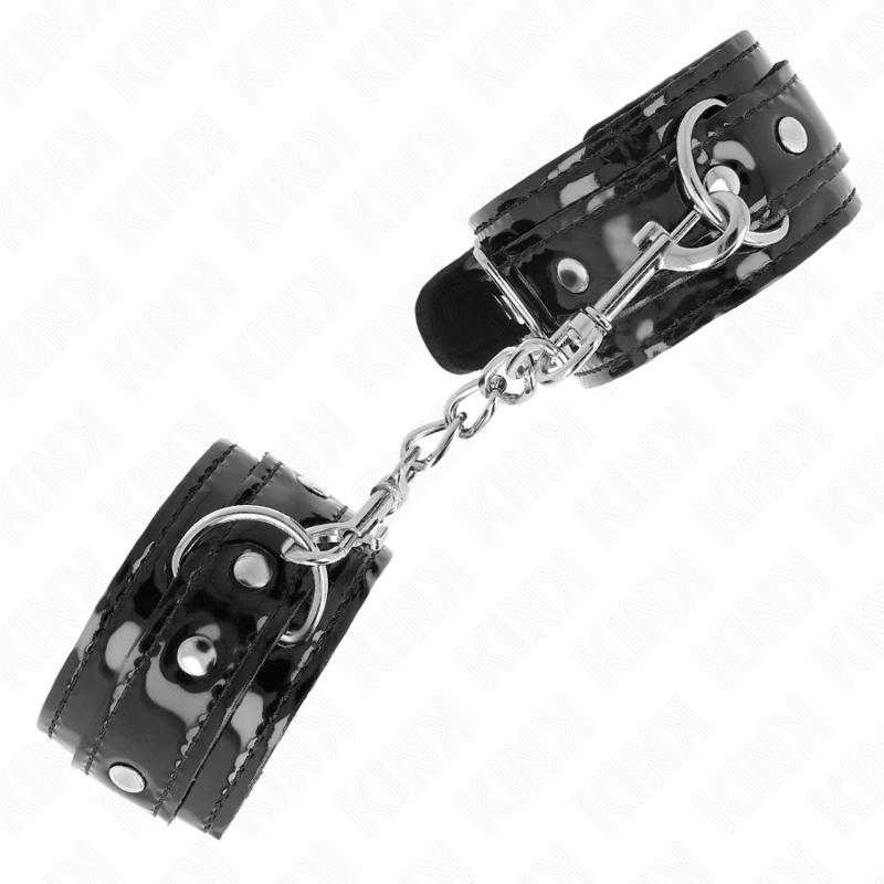 KINK - GLOSSY NEOPRENE HAND CUFFS ADJUSTABLE 17-24 CM X 4.5 CM