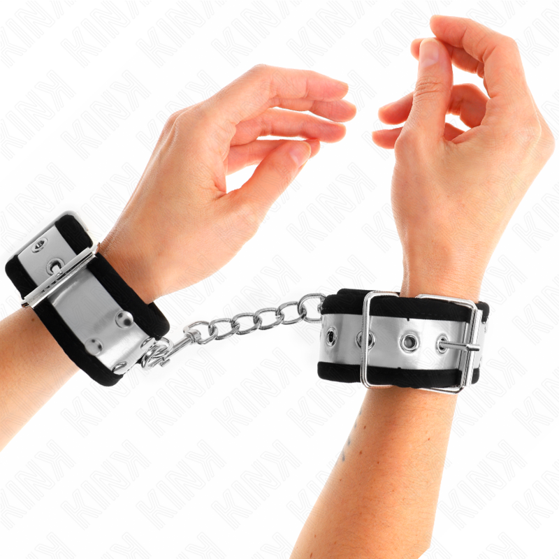 KINK - THIN WRIST RESTRAINTS BLACK/SILVER 30 X 4 CM