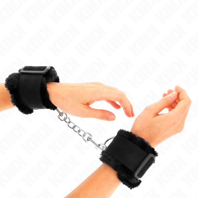 KINK - FUR-LINED WRIST RESTRAINTS BLACK ADJUSTABLE 17-31 CM X 7 CM