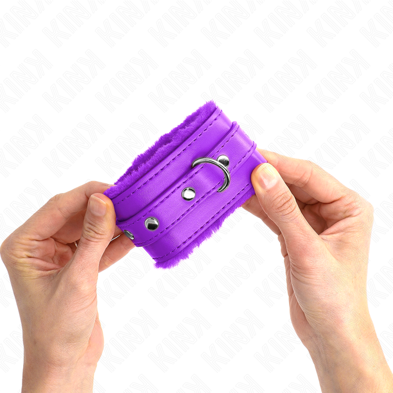 KINK - PREMIUM FUR-LINED WRIST RESTRAINTS PURPLE WITH PURPLE BELT ADJUSTABLE 17-29 CM X 6 CM