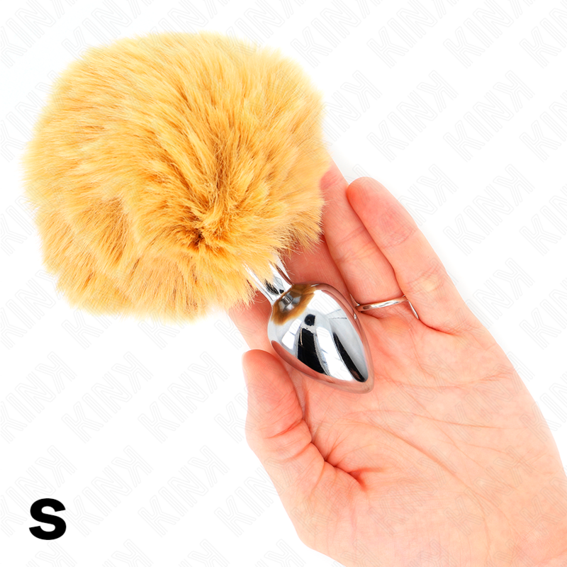 KINK - STAINLESS STEEL PLUG 7 x 3 CM WITH BEIGE RABBIT TAIL MADE OF ARTIFICIAL FUR 8 CM