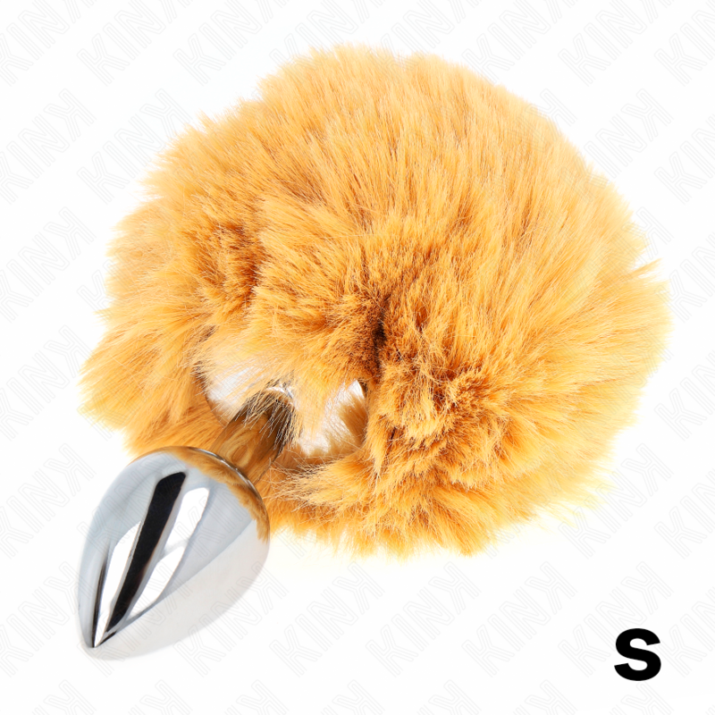 KINK - STAINLESS STEEL PLUG 7 x 3 CM WITH BEIGE RABBIT TAIL MADE OF ARTIFICIAL FUR 8 CM