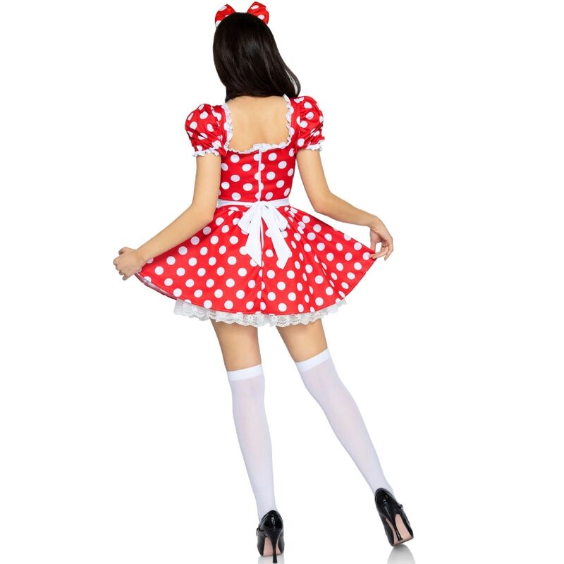 LEG AVENUE - POLKA DOT KLEID + STIRNBAND ROT/WEISS M