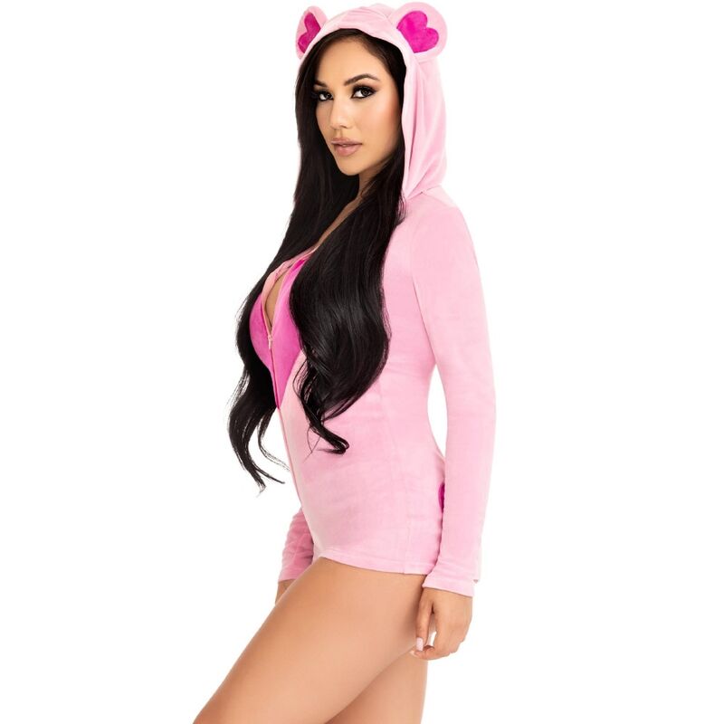 LEG AVENUE - TEDDY BEAR VELVET BODYSUITS, PINK, M