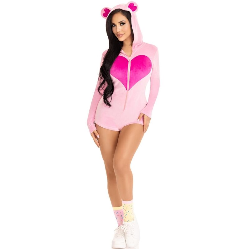 LEG AVENUE - TEDDY BEAR VELVET BODYSUITS, PINK, M