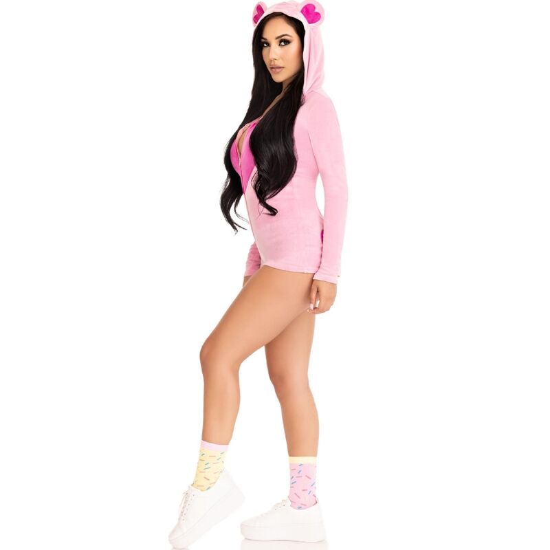LEG AVENUE - TEDDY BEAR VELVET BODYSUITS, PINK, M