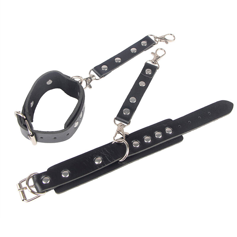 SUBBLIME - 953690 HANDSCHELLEN MIT BONDAGE-GÜRTEL SCHWARZ EINE GRÖSSE