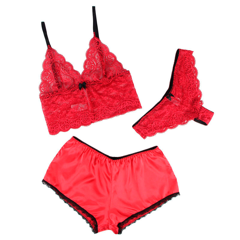 SUBBLIME - 953898 Nightgown + Panties in Silk and Lace Red S/M