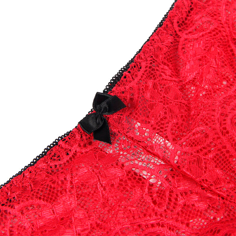 SUBBLIME - 953898 Nightgown + Panties in Silk and Lace Red S/M