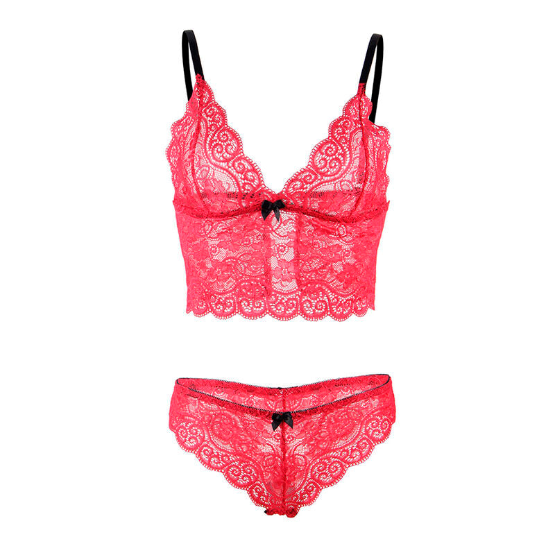 SUBBLIME - 953904 Nightgown + Panties in Silk and Lace Red L/XL
