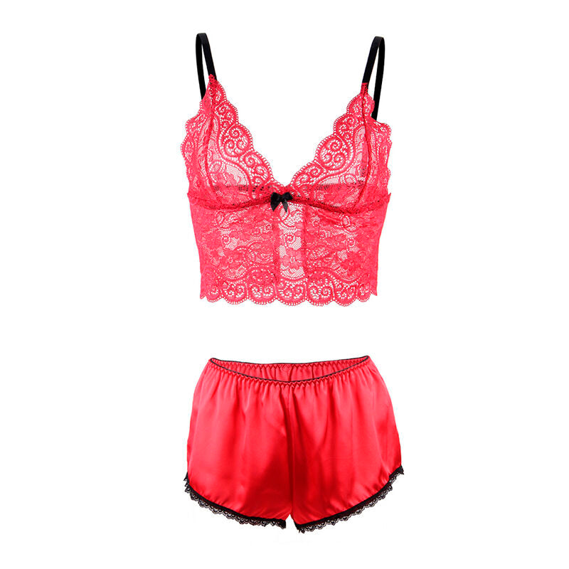 SUBBLIME - 953904 Nightgown + Panties in Silk and Lace Red L/XL
