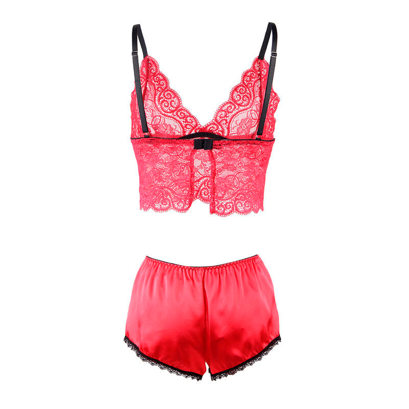 SUBBLIME - 953904 Nightgown + Panties in Silk and Lace Red L/XL