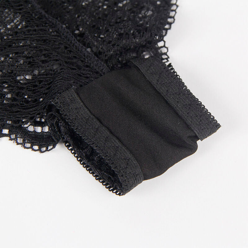 SUBBLIME - 953911 Nightgown + Panties in Silk and Lace Black S/M
