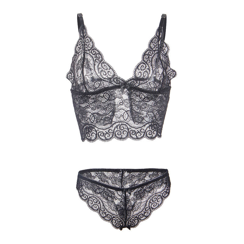 SUBBLIME - 953911 Nightgown + Panties in Silk and Lace Black S/M