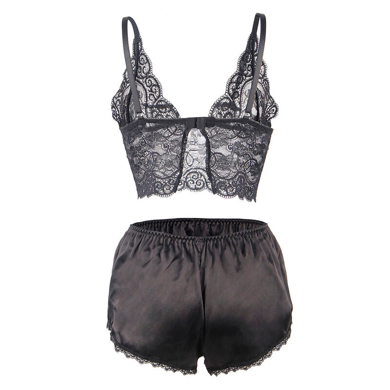 SUBBLIME - 953928 Nightgown + Panties in Silk and Lace Black L/XL