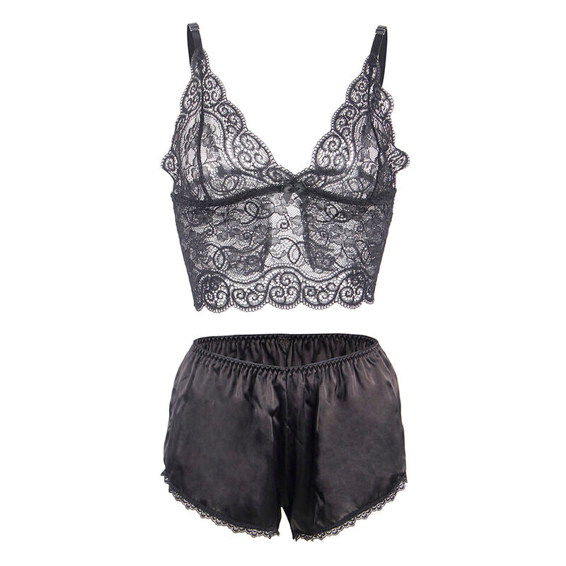 SUBBLIME - 953928 Nightgown + Panties in Silk and Lace Black L/XL