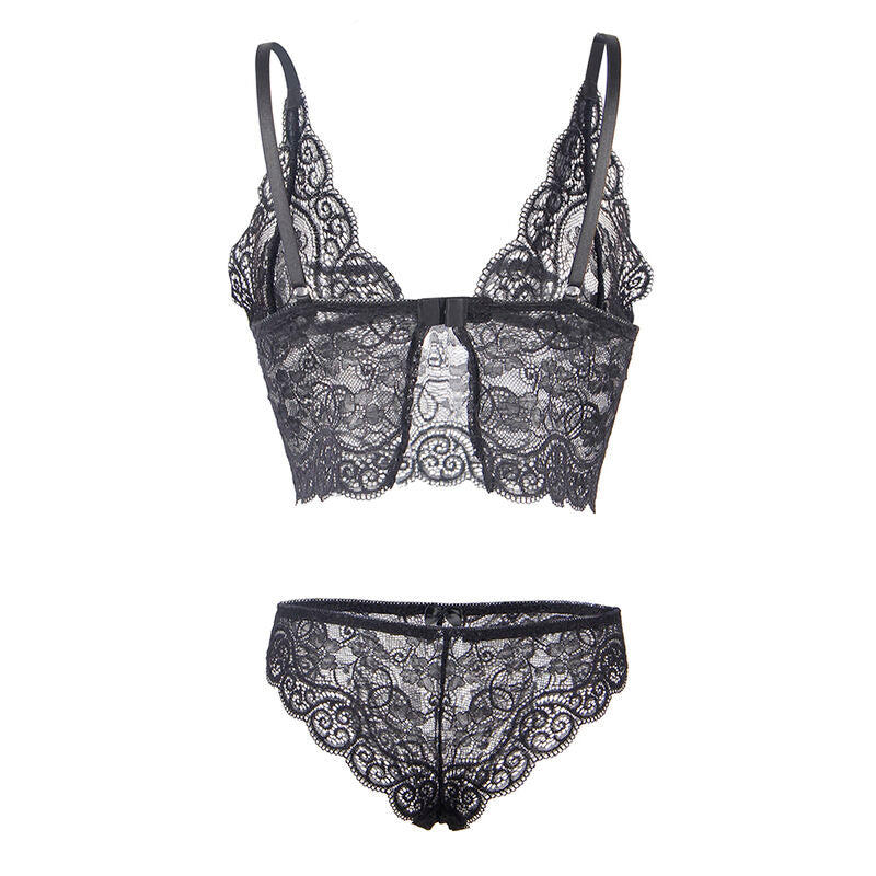 SUBBLIME - 953928 Nightgown + Panties in Silk and Lace Black L/XL
