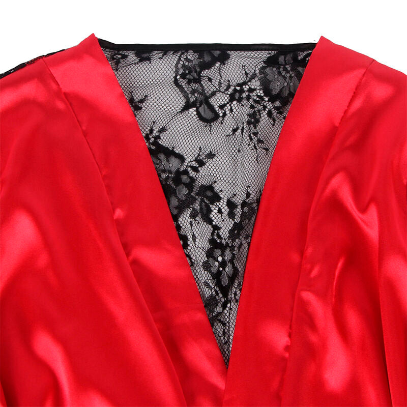 SUBBLIME - 954024 Lace Undershirt with Transparent Back and String, Red/Black, L/XL