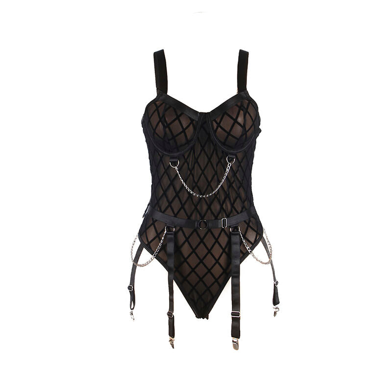 SUBBLIME - 954260 BODY WITH CHAINS + STOCKING BELT BLACK S/M