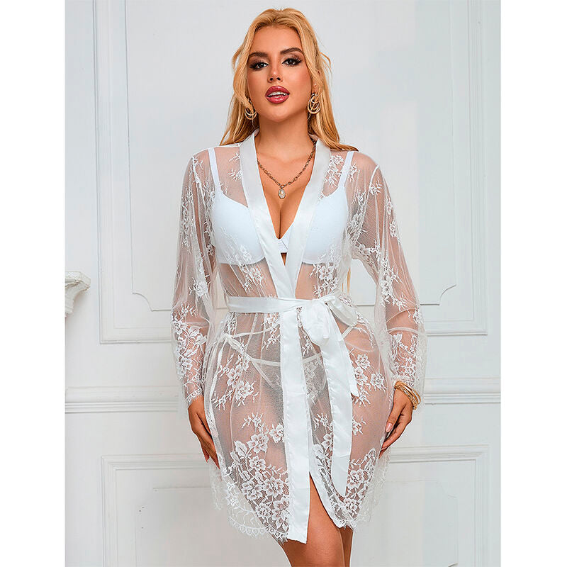 SUBBLIME - 954376 Long-sleeved floral nightgown, white, L/XL