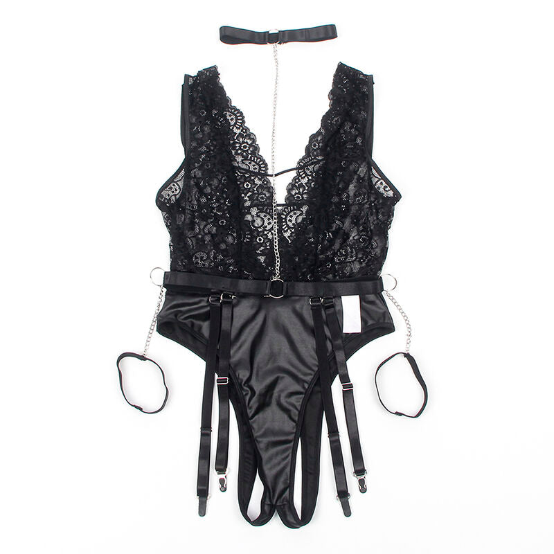 SUBBLIME - 954390 SEXY BODY WITH STOCKING BELT BLACK L/XL