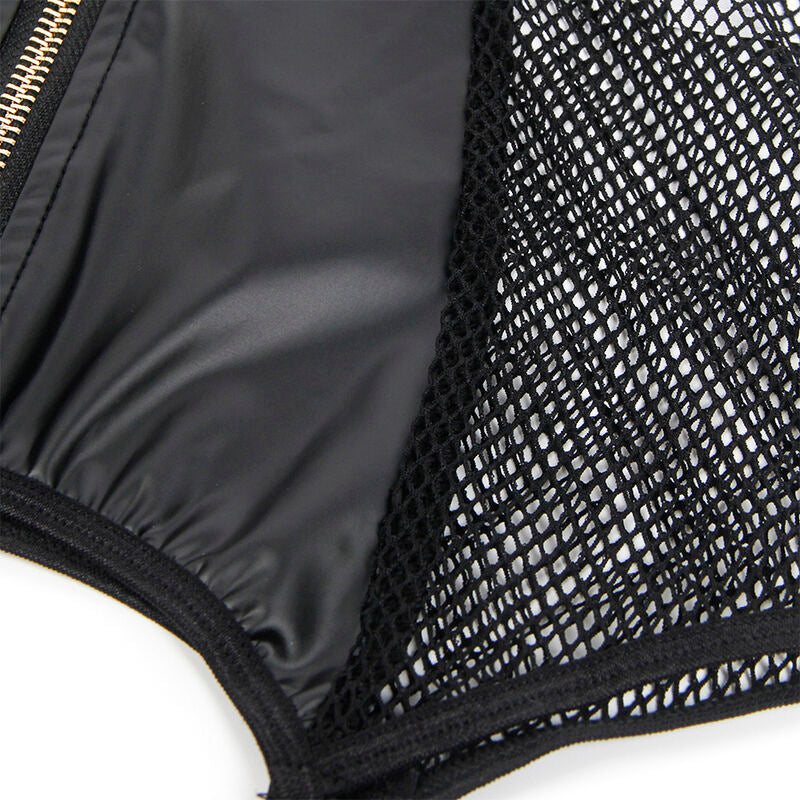 SUBBLIME - 954451 SEXY MESH KLEID LEDER SCHWARZ L/XL