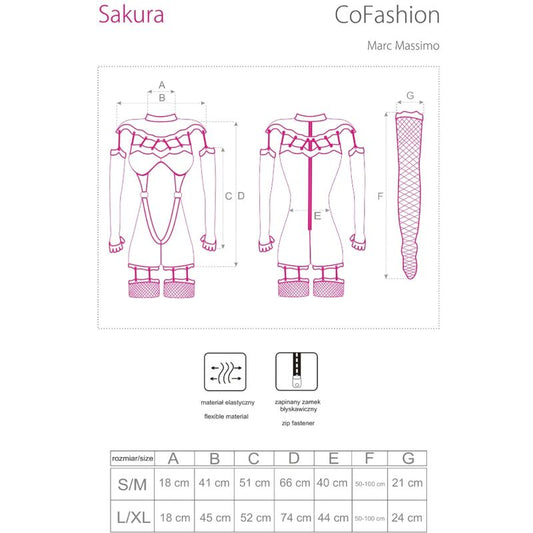 LIVCO CORSETTI FASHION - SAKURA CF 90357 JUMPSUIT + LANGE HANDSCHUHE + STRUMPFGÜRTEL SCHWARZ S/M